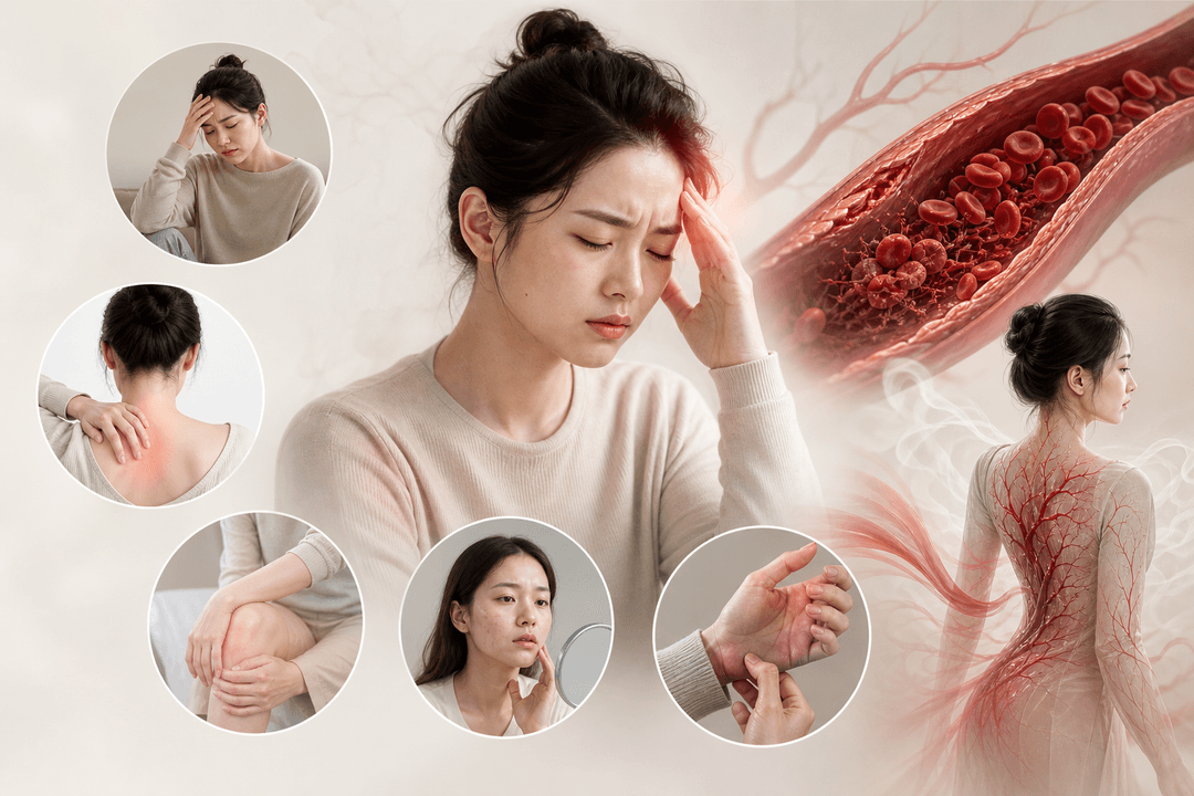 Dấu hiệu và triệu chứng khí huyết kém, khí trệ huyết ứ